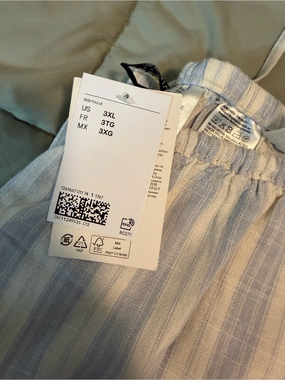 Women’s Light Blue & White Stripe Linen Pants